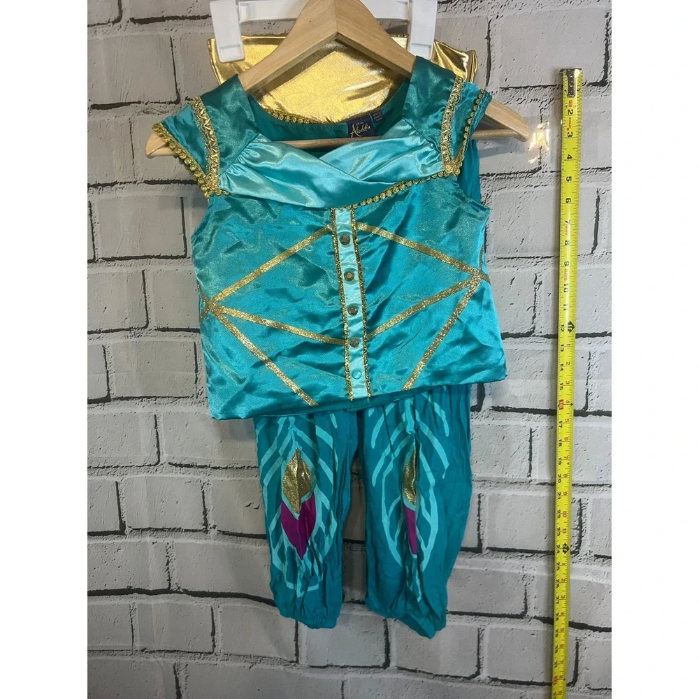 Disney Aladdin Princess Jasmine Costume Girls Medium 7/8 Teal Gold 2 Piece Set